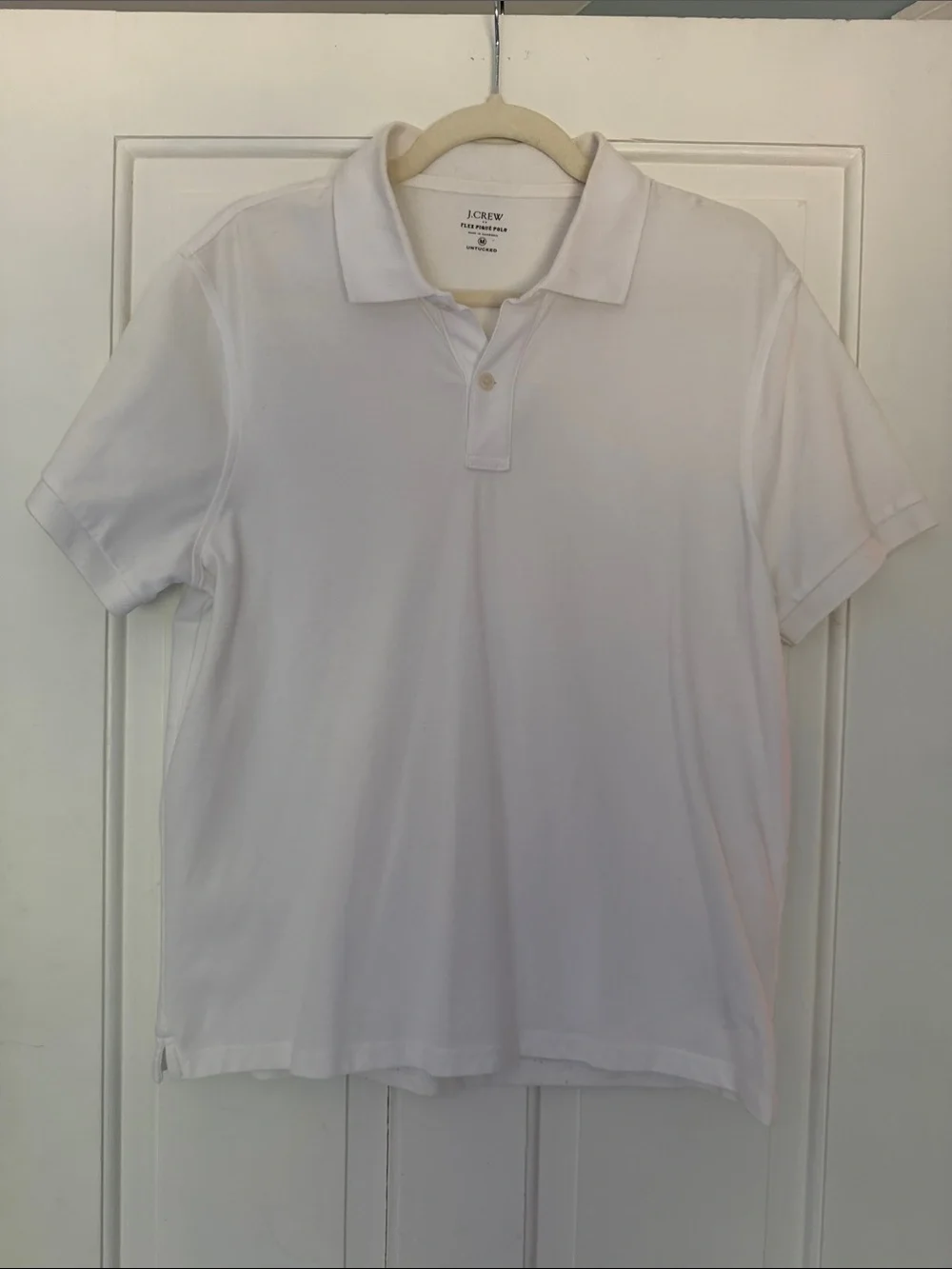 J. Crew Men's White Short-Sleeve Polo, size M